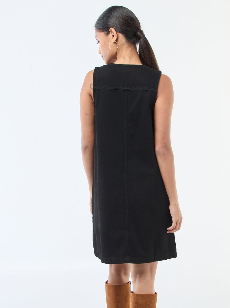 Robe denim sans manches en coton Noir - Kiabi
