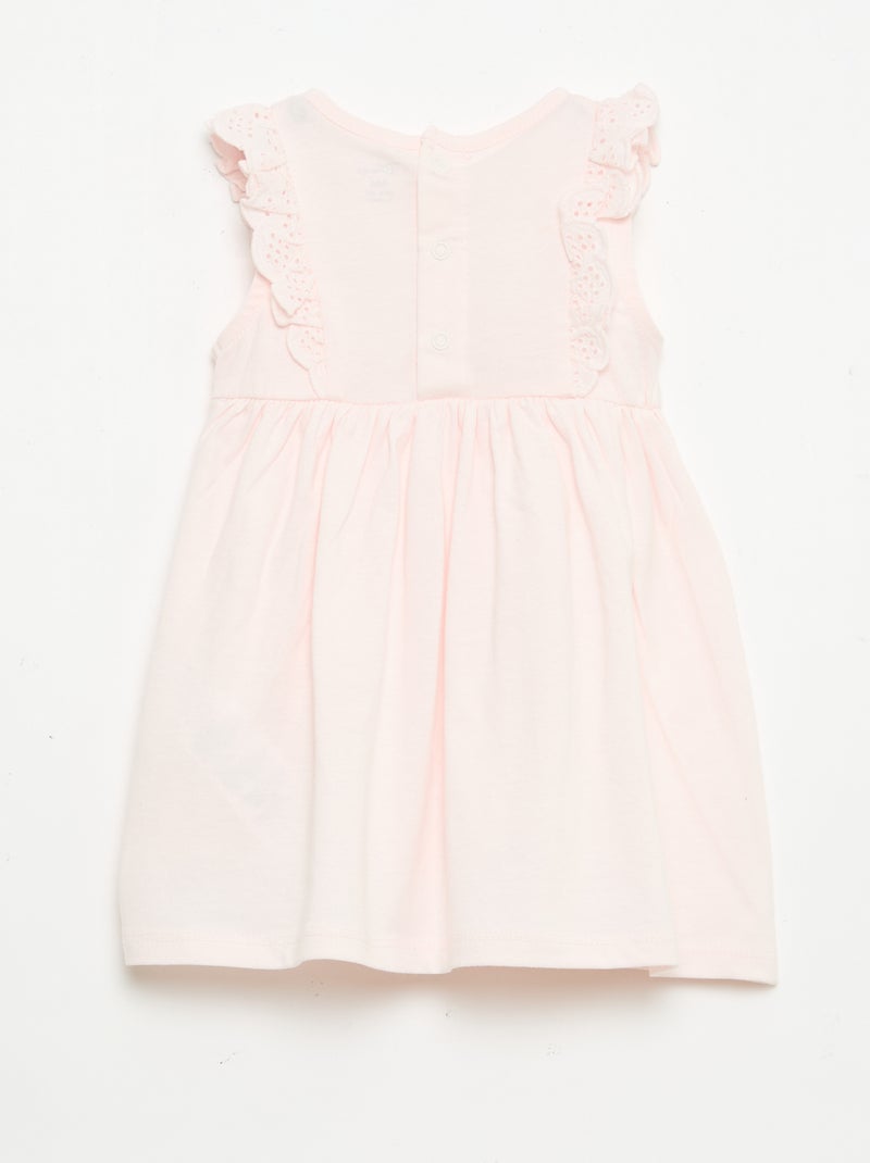 Robe 'Disney' unie sans manches avec volant sur le plastron Rose - Kiabi