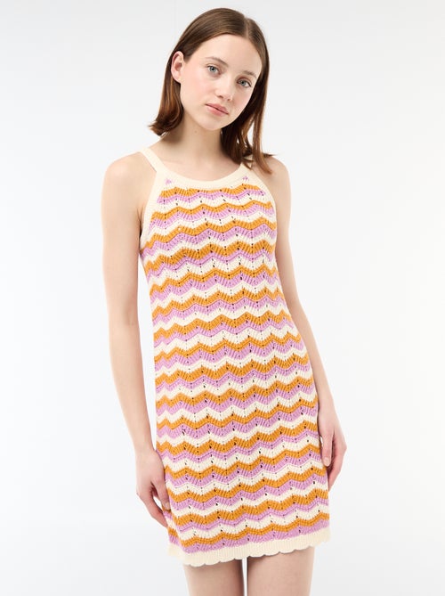 Robe en crochet tricolore - Kiabi