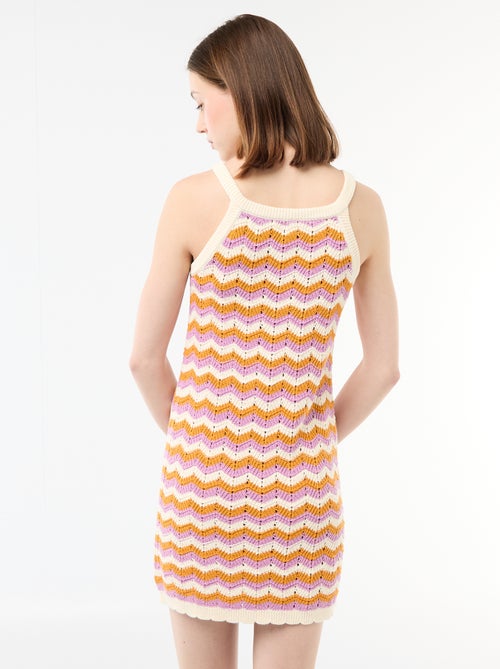 Robe en crochet tricolore - Kiabi