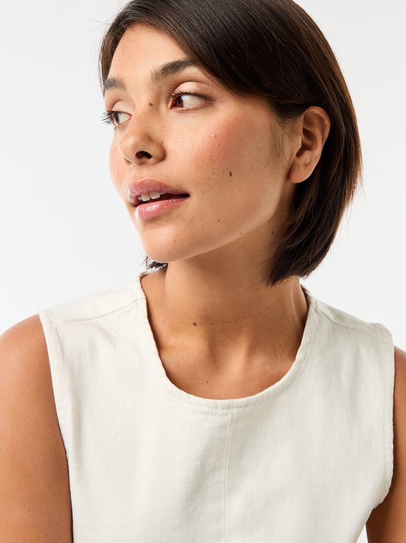 Robe en denim courte sans manches Blanc - Kiabi