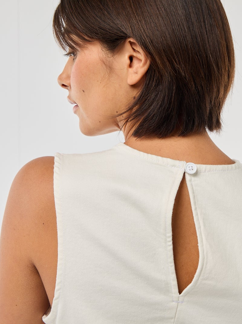 Robe en denim courte sans manches Blanc - Kiabi