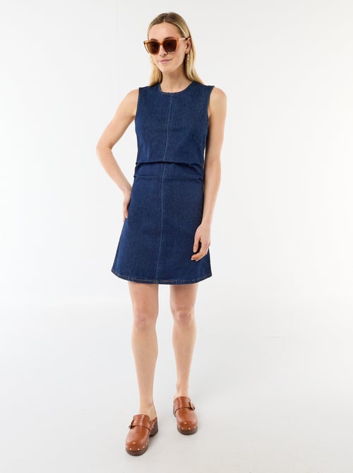 Robe en denim courte sans manches - Kiabi