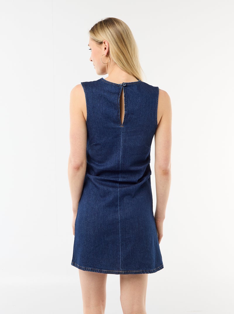 Robe en denim courte sans manches Bleu - Kiabi