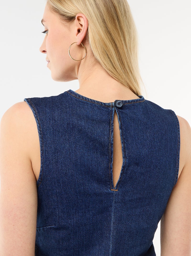 Robe en denim courte sans manches Bleu - Kiabi