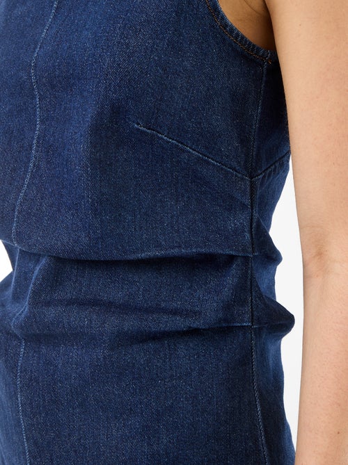 Robe en denim courte sans manches - Kiabi