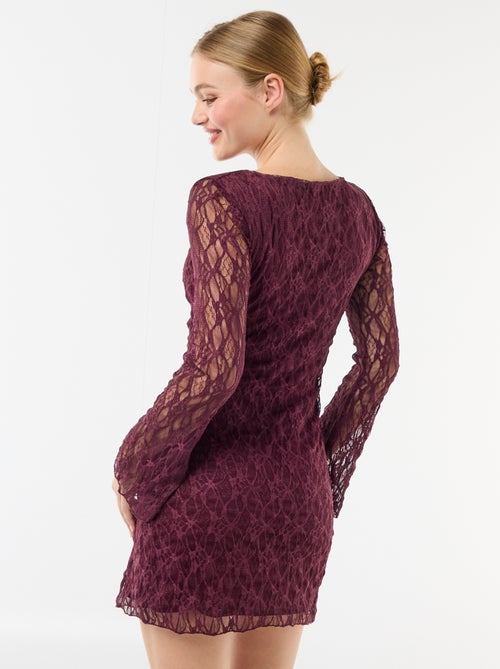 Robe en dentelle à manches pagode - Kiabi