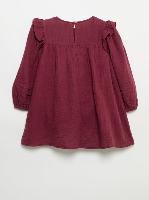 Robe en gaze de coton avec volants aux emmanchures - Kiabi Robe en gaze de coton avec volants aux emmanchures - Kiabi