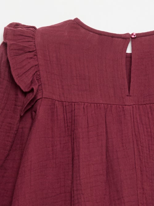 Robe en gaze de coton avec volants aux emmanchures - Kiabi Robe en gaze de coton avec volants aux emmanchures - Kiabi