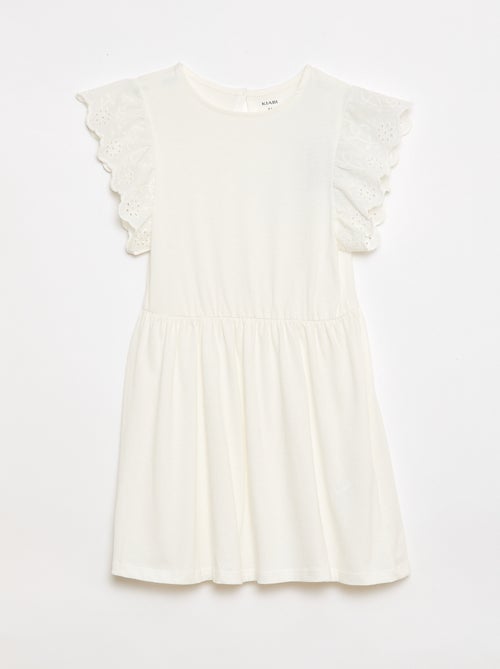 Robe en jersey avec manches courtes en broderies anglaises - Kiabi
