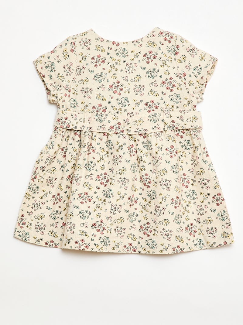 Robe en lin mélangé avec ceinture Blanc - Kiabi