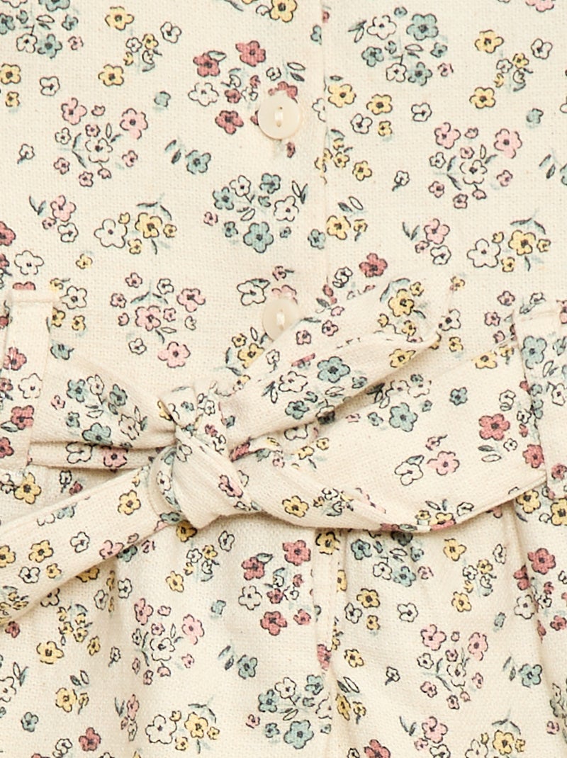 Robe en lin mélangé avec ceinture Blanc - Kiabi