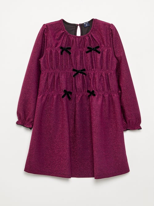 Robe en maille brillante avec noeuds fantaisie - Kiabi