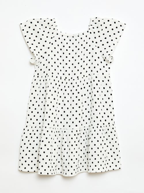 Robe en maille crêpe à imprimé à pois - Kiabi