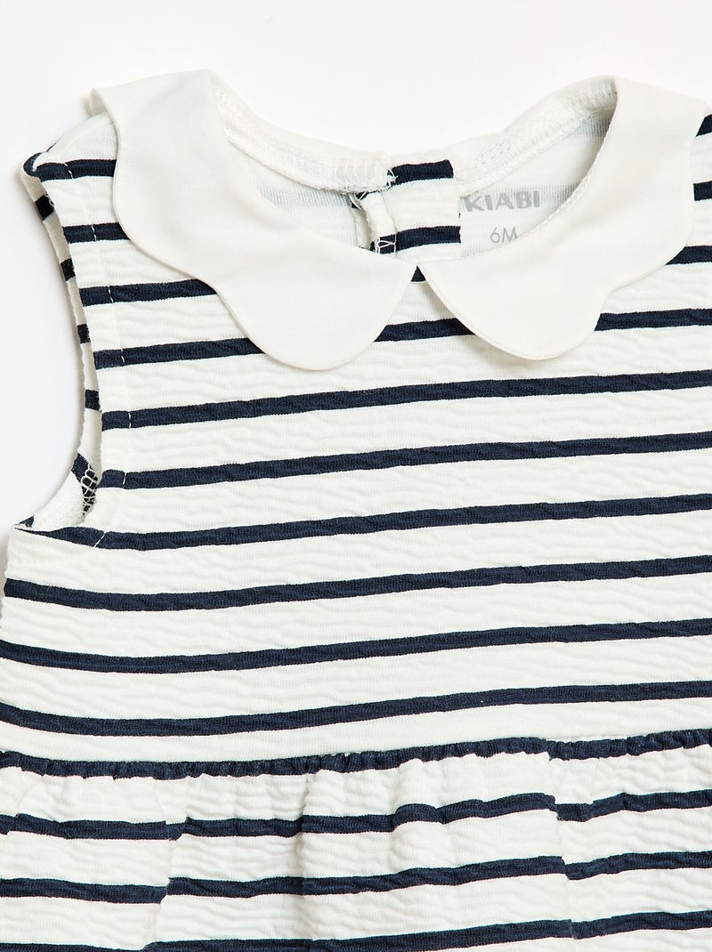 Robe en maille froissée avec col en popeline Blanc - Kiabi