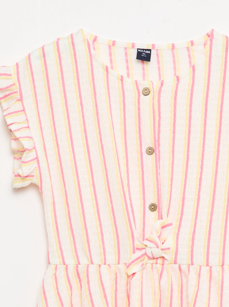 Robe en maille gaufrée boutonnée sur le devant Beige - Kiabi