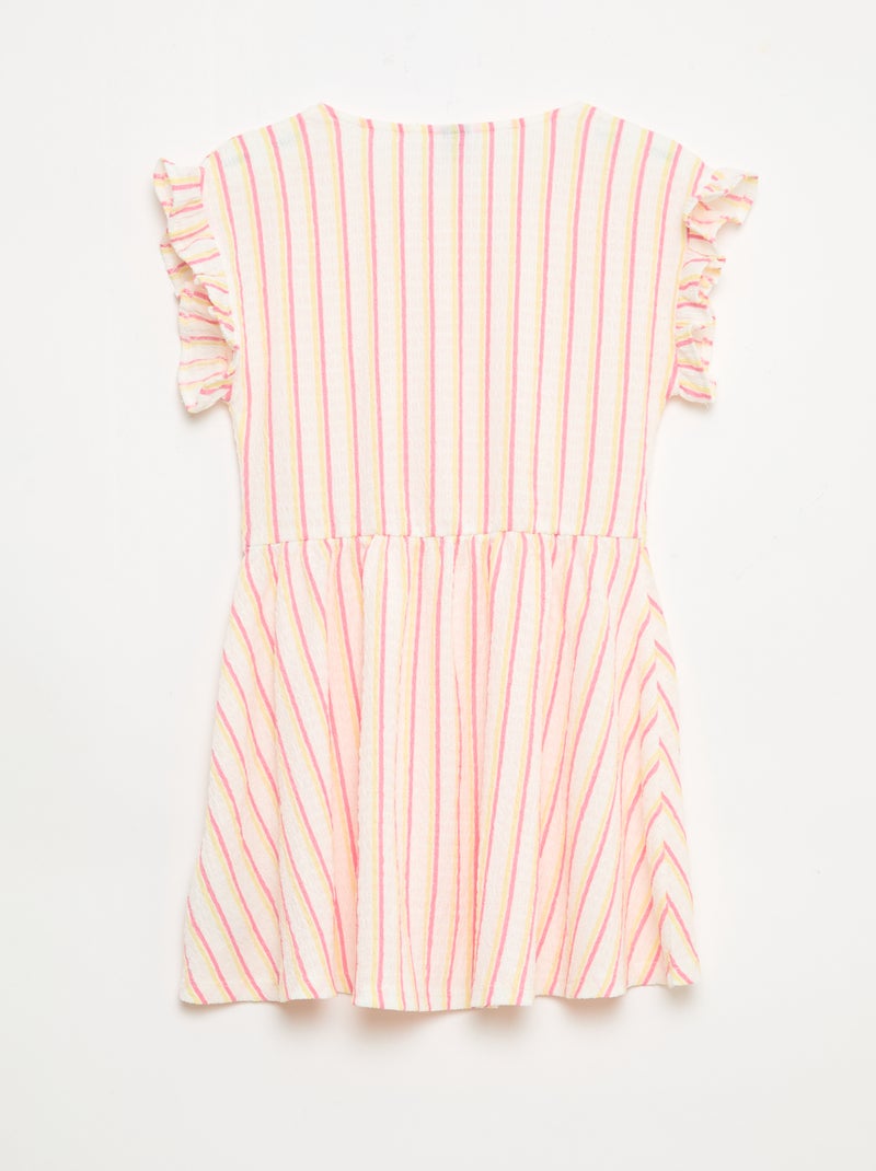 Robe en maille gaufrée boutonnée sur le devant Beige - Kiabi