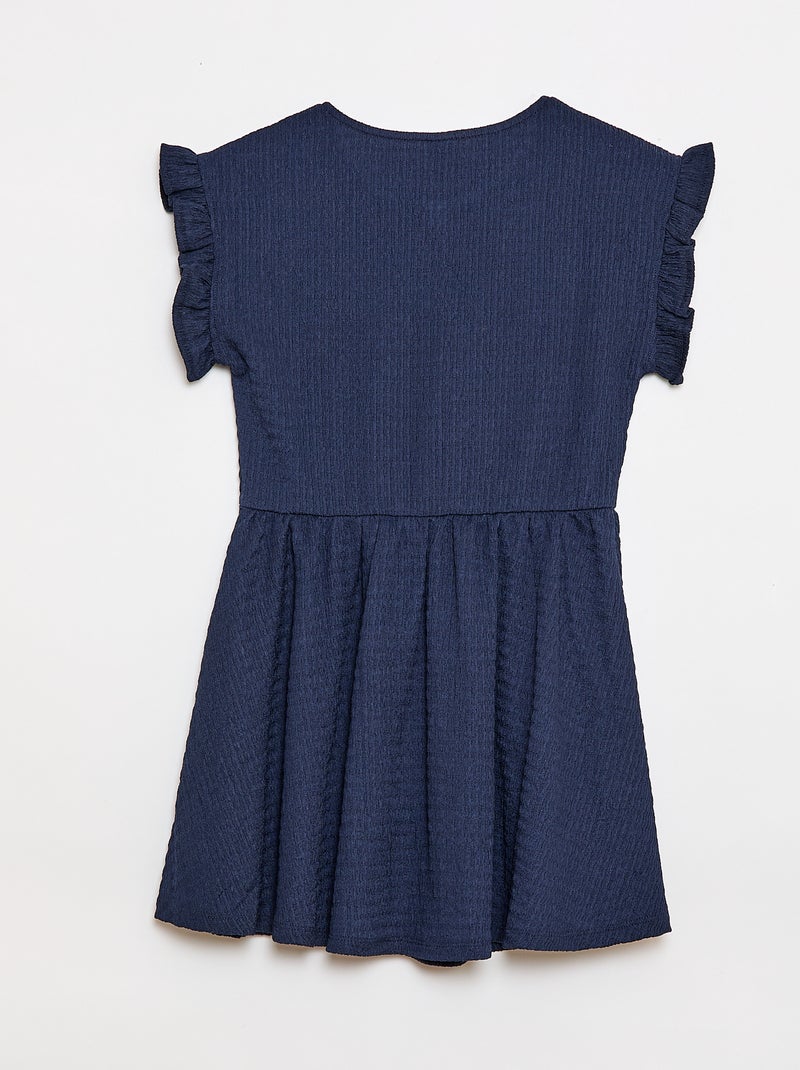 Robe en maille gaufrée boutonnée sur le devant Noir - Kiabi