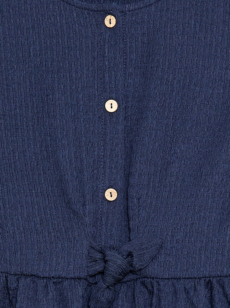 Robe en maille gaufrée boutonnée sur le devant Noir - Kiabi