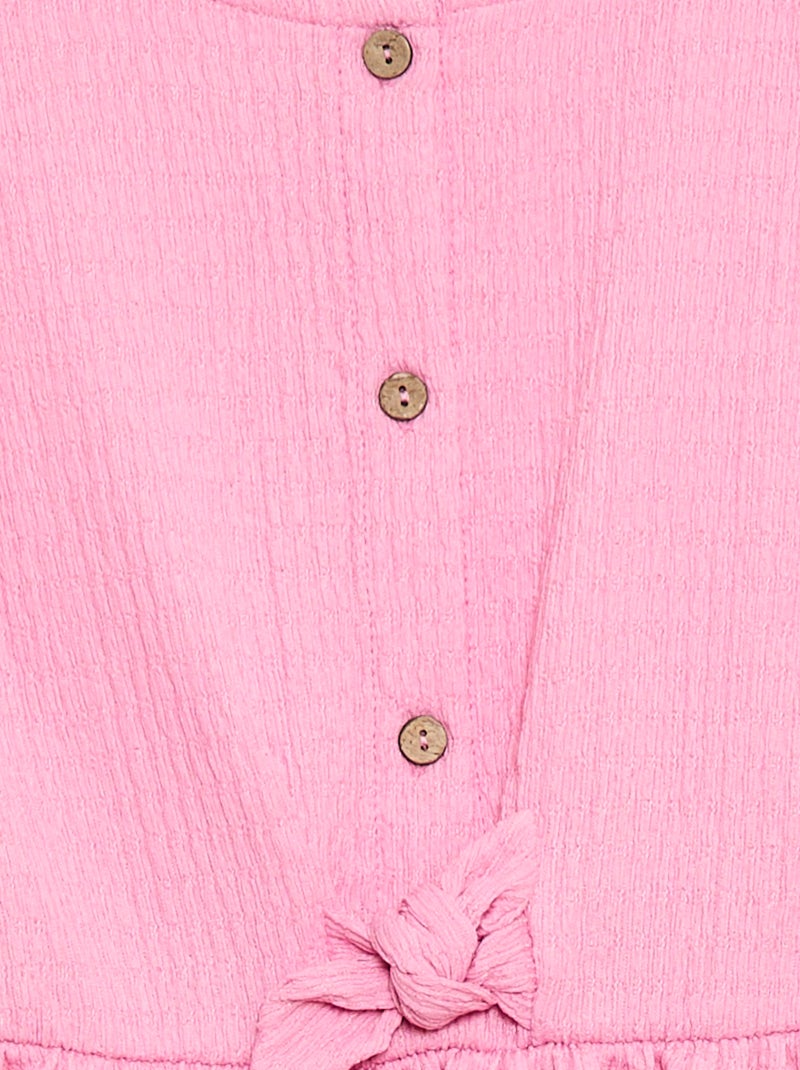 Robe en maille gaufrée boutonnée sur le devant Rose - Kiabi