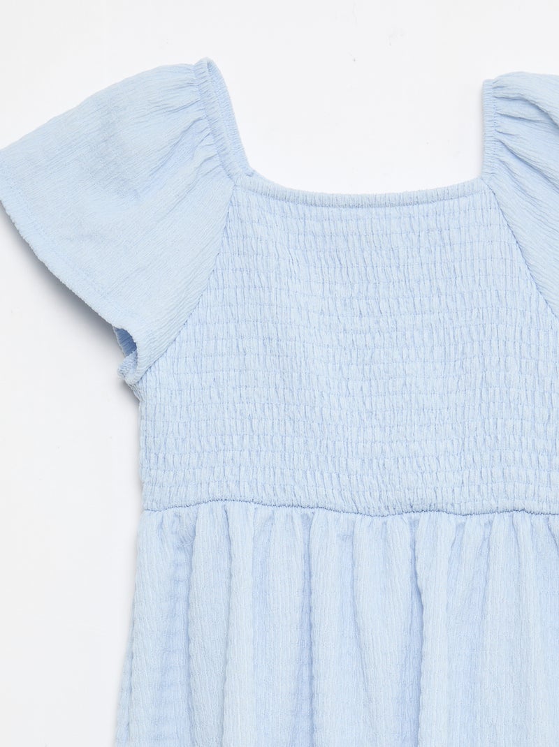 Robe en maille gaufrée uni Bleu - Kiabi