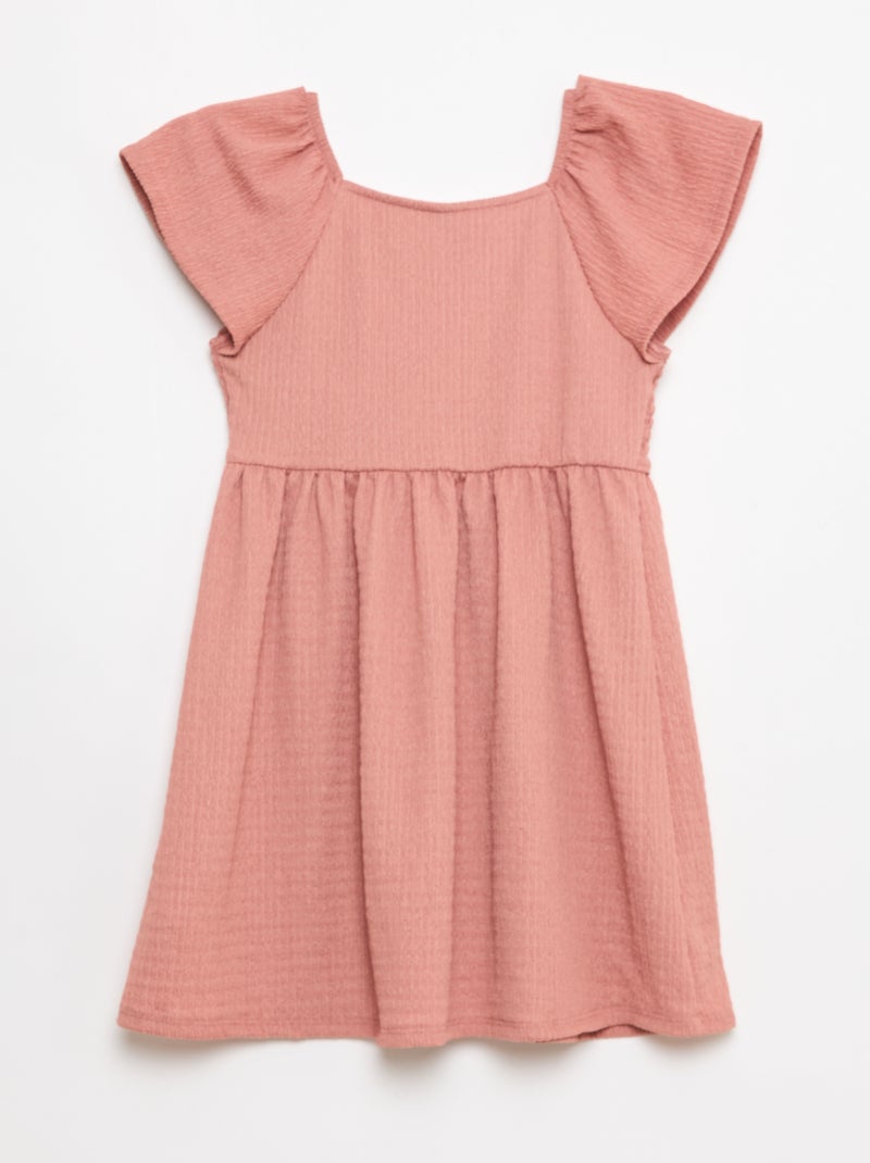 Robe en maille gaufrée uni Rose - Kiabi