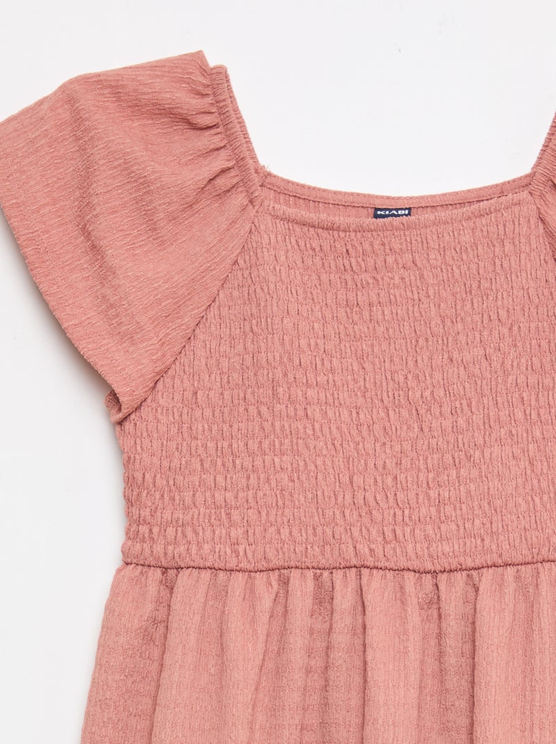 Robe en maille gaufrée uni Rose - Kiabi