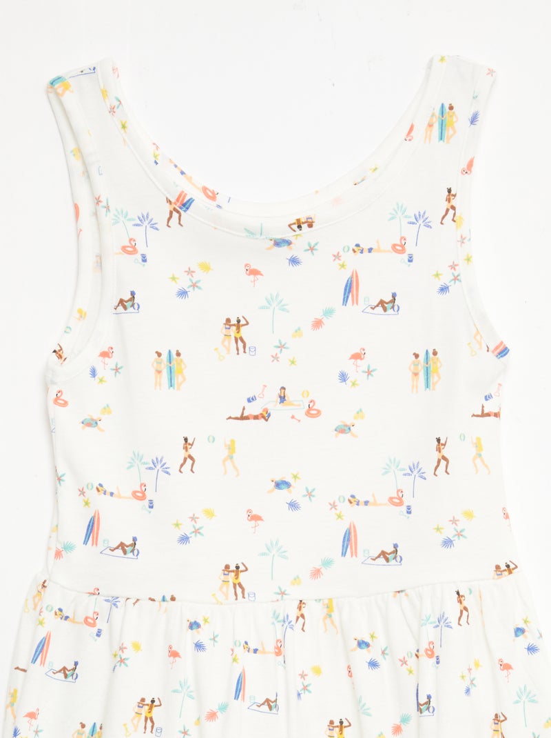 Robe en maille légère fine bretelles all-over en coton Blanc - Kiabi