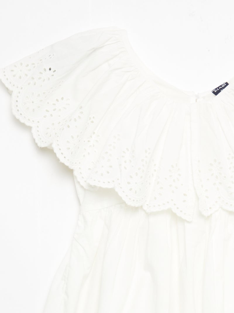 Robe en propoline avec détails broderie anglaise Blanc - Kiabi