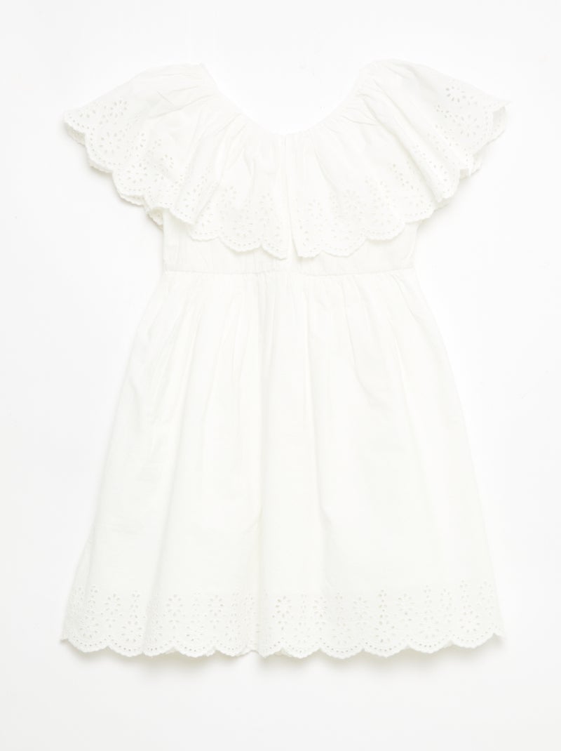 Robe en propoline avec détails broderie anglaise Blanc - Kiabi