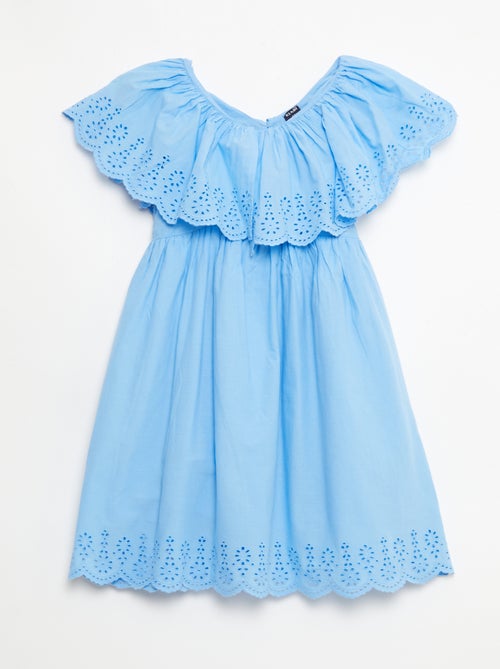 Robe en propoline avec détails broderie anglaise - Kiabi