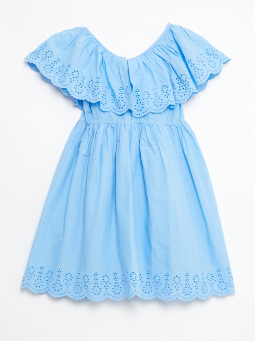 Robe en propoline avec détails broderie anglaise - Kiabi