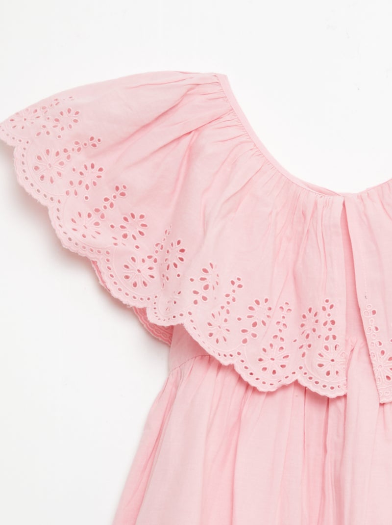 Robe en propoline avec détails broderie anglaise Rose - Kiabi
