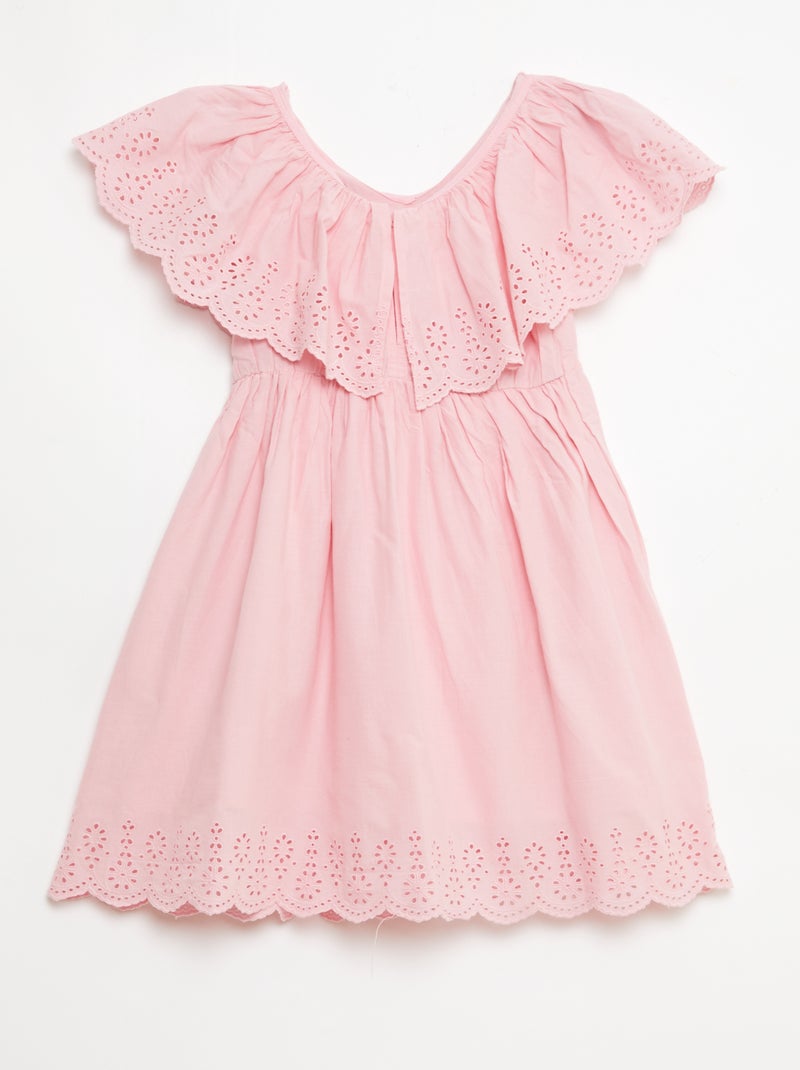 Robe en propoline avec détails broderie anglaise Rose - Kiabi