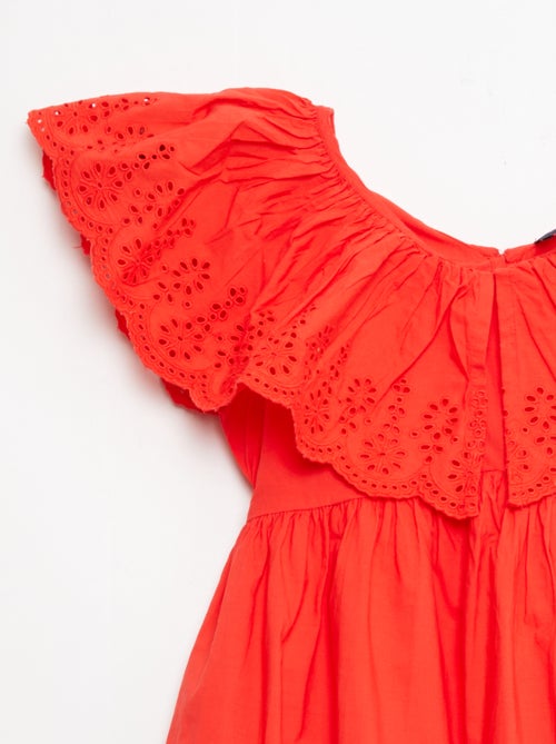 Robe en propoline avec détails broderie anglaise - Kiabi