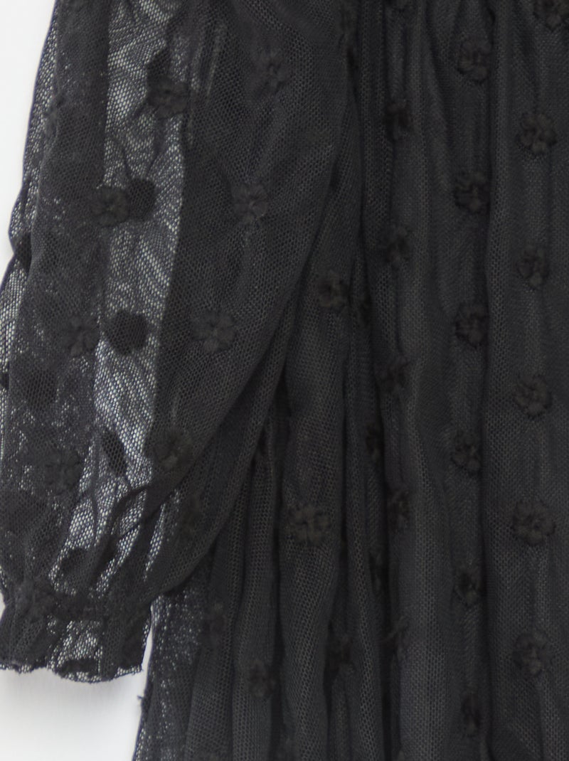 Robe en tulle avec broderies fleurs Noir - Kiabi