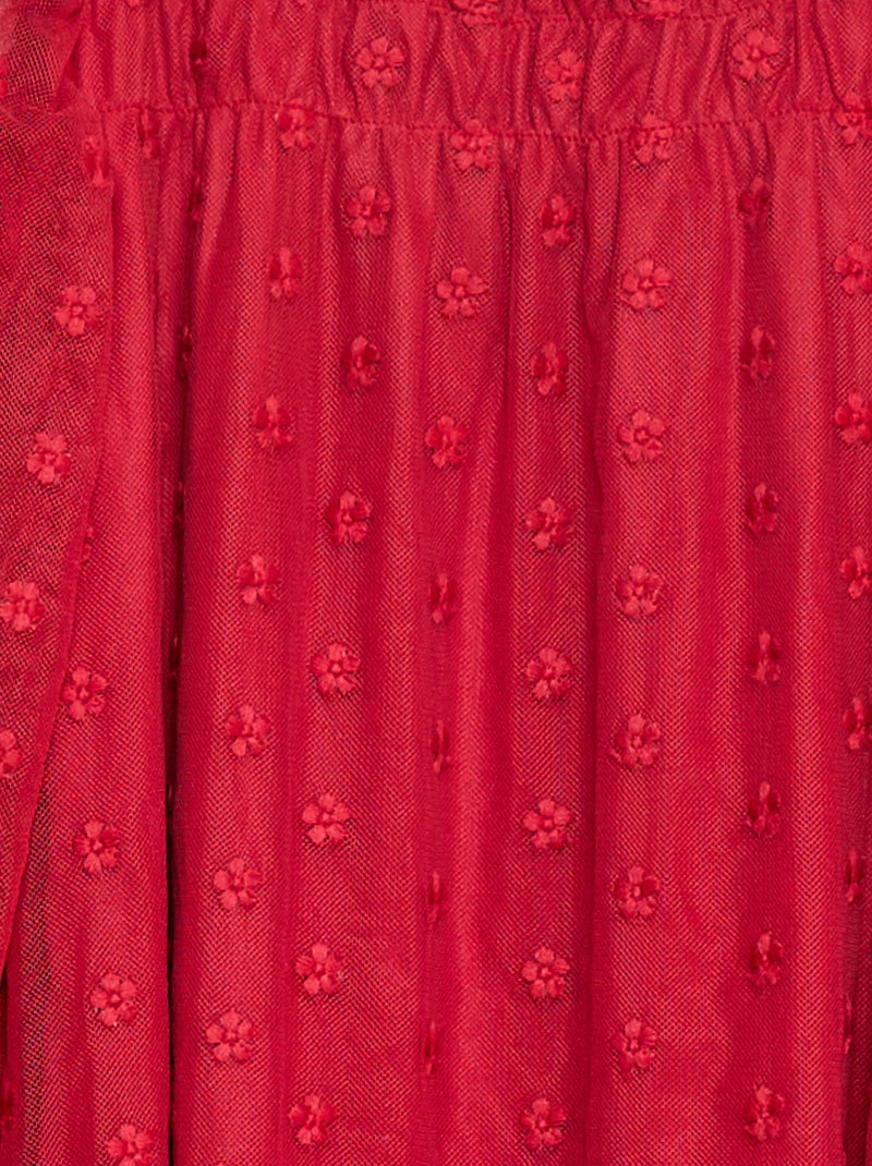 Robe en tulle avec broderies fleurs Rouge - Kiabi