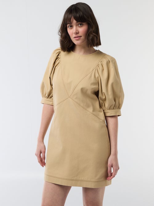 Robe en twill à manches bouffantes - Kiabi