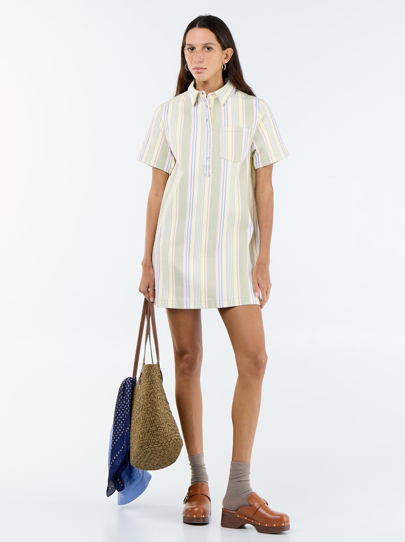 Robe en twill coupe courte Blanc - Kiabi