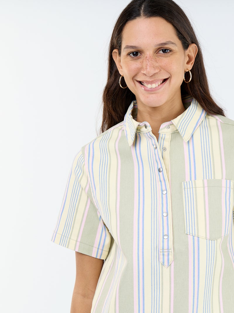 Robe en twill coupe courte Blanc - Kiabi