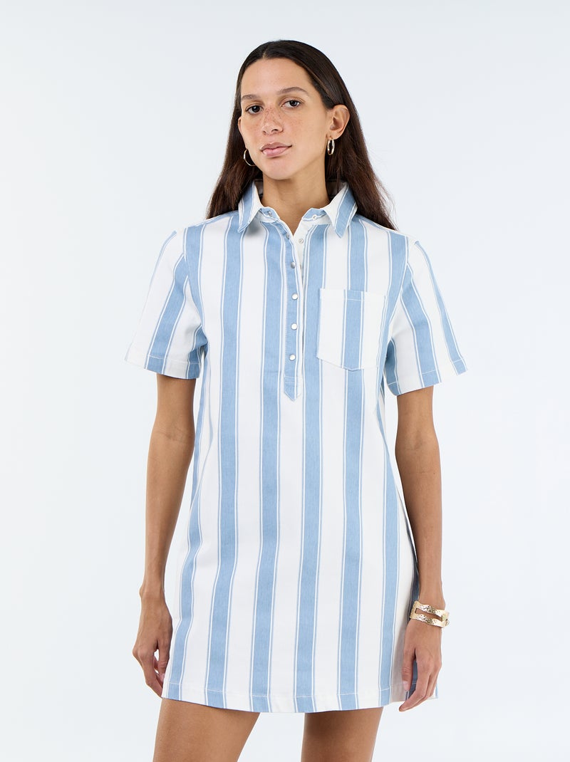 Robe en twill coupe courte Bleu - Kiabi