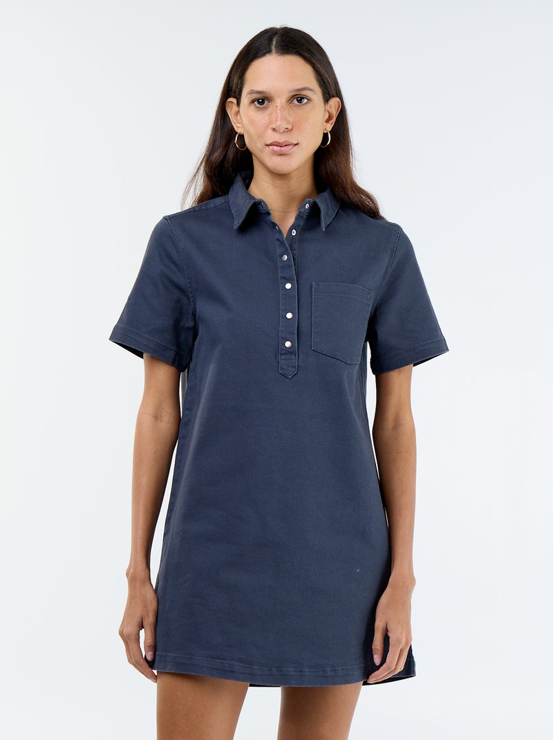 Robe en twill coupe courte Bleu - Kiabi