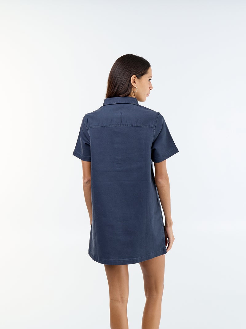 Robe en twill coupe courte Bleu - Kiabi