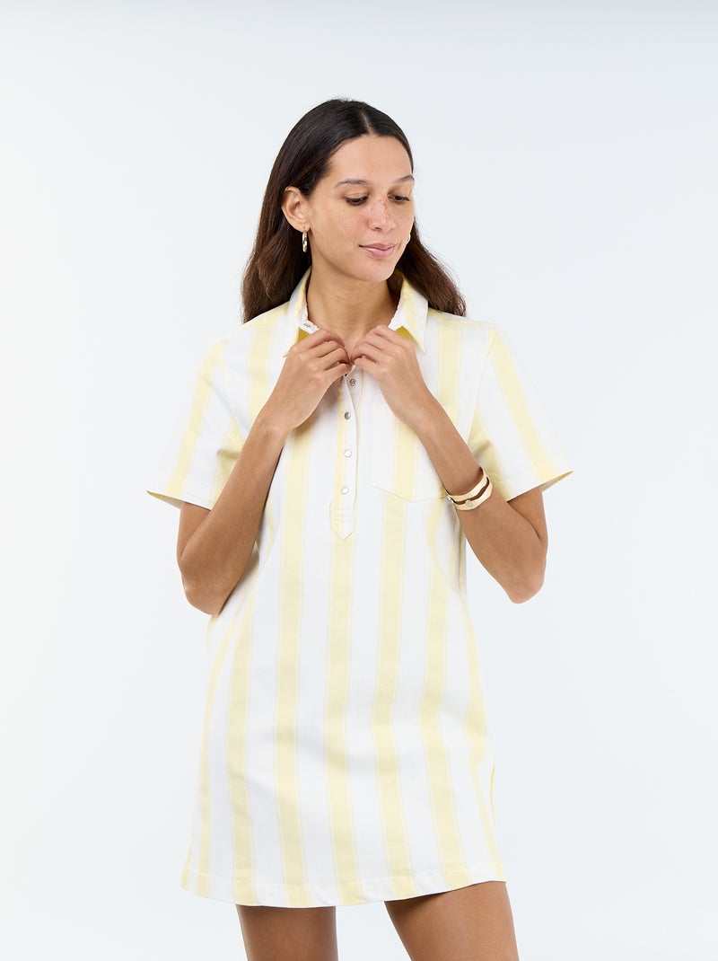 Robe en twill coupe courte Jaune - Kiabi