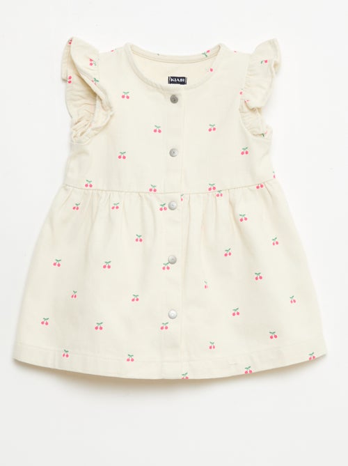 Robe en twill rayée à manches courtes - Kiabi