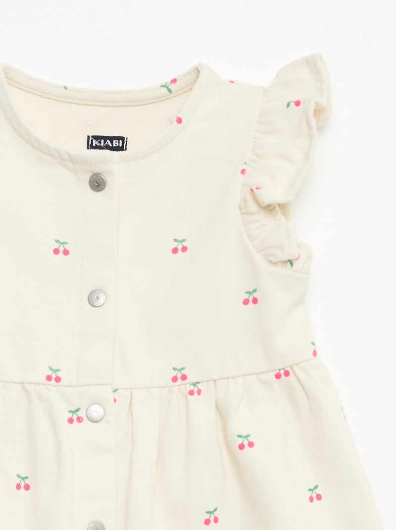 Robe en twill rayée à manches courtes Blanc - Kiabi