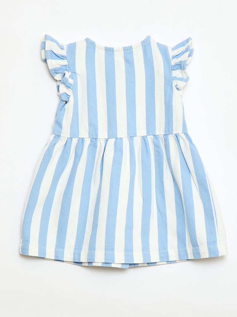 Robe en twill rayée à manches courtes Bleu - Kiabi