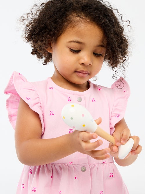 Robe en twill rayée à manches courtes - Kiabi