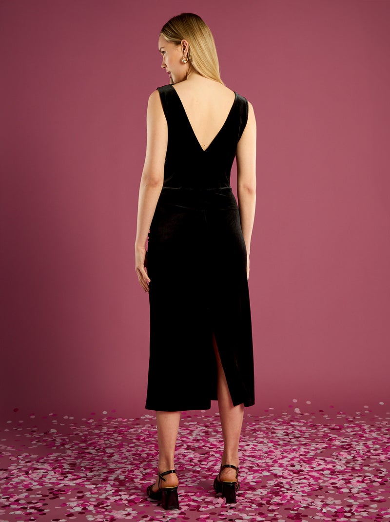 Robe en velours effet drapé Noir - Kiabi
