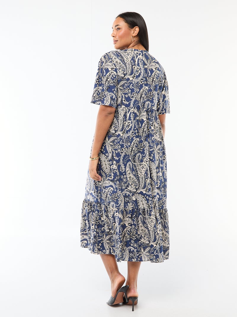 Robe fluide imprimée fantaisie Bleu - Kiabi